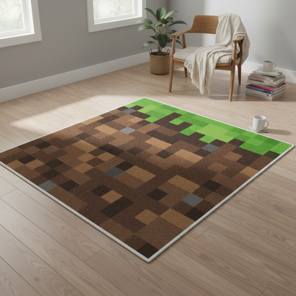 Minecraft 3D Block Pixel Halı