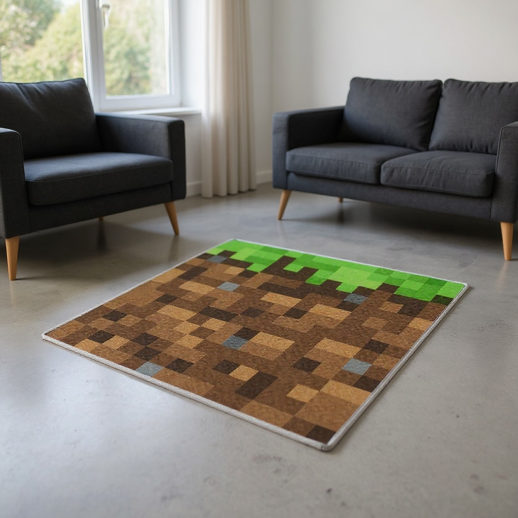 Minecraft 3D Block Pixel Halı